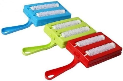 Handheld Carpet Table Crumb Sweeper Plastic Dual Brush Cleaner Collector Roller (random Color) - Image 2