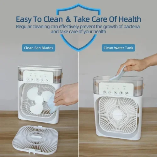 Portable Air Conditioner Fan Usb Electric Fan With Led Night Light, Fine Mist Water, And Humidifier Function - Image 2