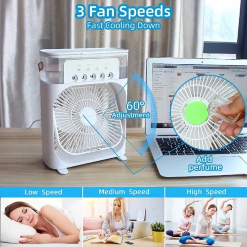 Portable Air Conditioner Fan Usb Electric Fan With Led Night Light, Fine Mist Water, And Humidifier Function - Image 6