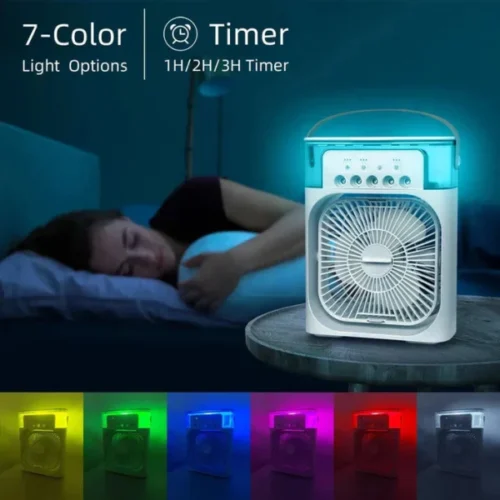 Portable Air Conditioner Fan Usb Electric Fan With Led Night Light, Fine Mist Water, And Humidifier Function - Image 4