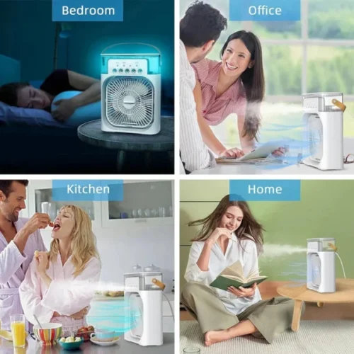 Portable Air Conditioner Fan Usb Electric Fan With Led Night Light, Fine Mist Water, And Humidifier Function - Image 3