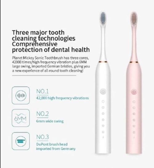 Sonic Electric Toothbrush For Adults Ipx7 Waterproof Dupont Brush | High Frequency Cleaning 6 Cleaning Modes - Image 3