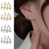 W Shape Zircon Korean Earring Cuff Earrings That Look Like Multiple Piercings For Women - Image 3